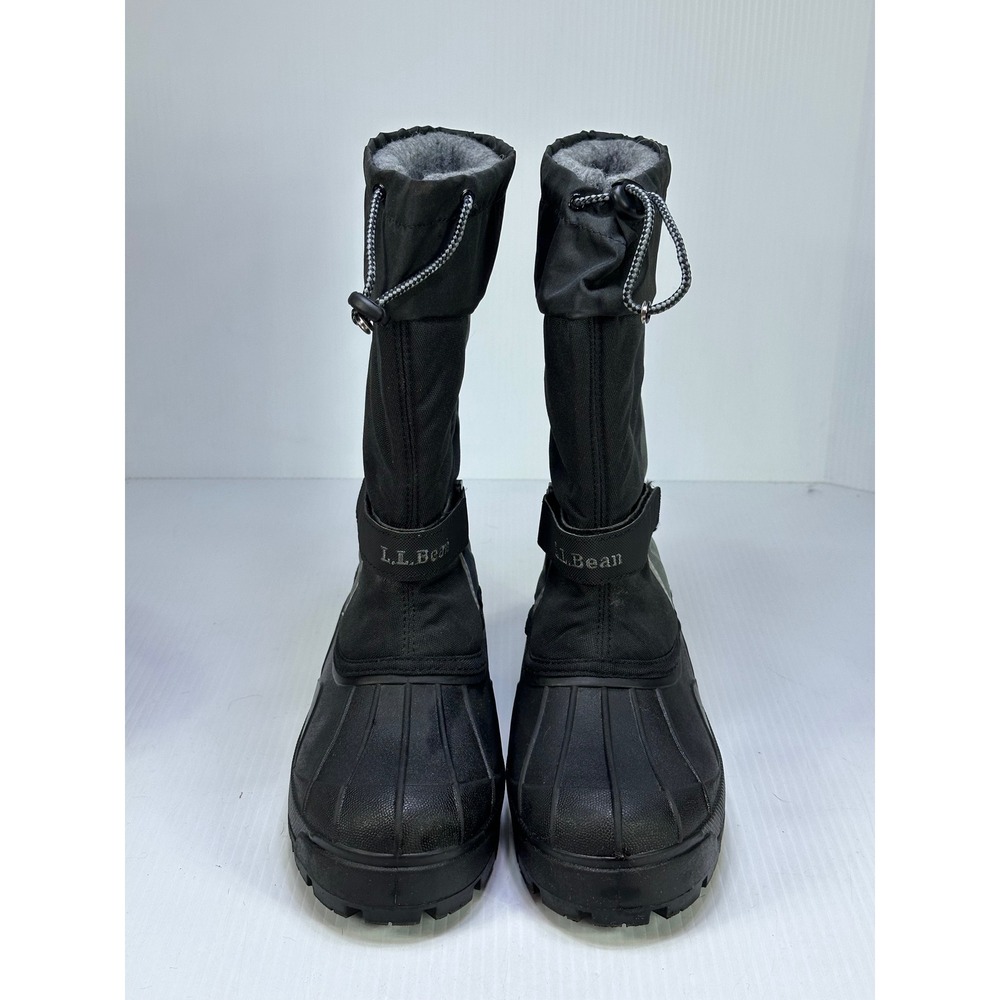 LL Bean Kids 7 Wildcat Snow Boots Black Grey Waterproof Insulated 238064